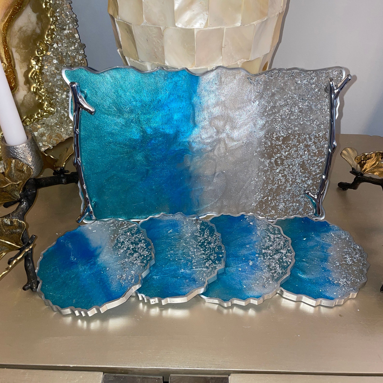 Resin Tray and Coaster Set Resin Smoke Tray Tray With Etsy