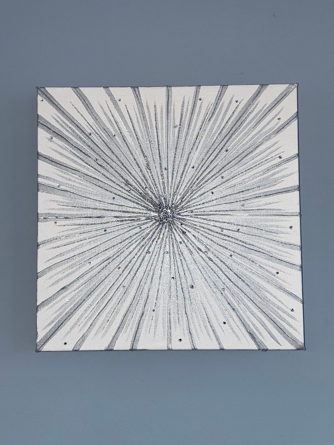 Silver Abstract Wall Art Swarovski Crystal Studded Silver 3D Etsy