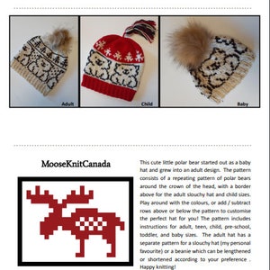 MooseKnitCanada Polar Bear Hat Pattern