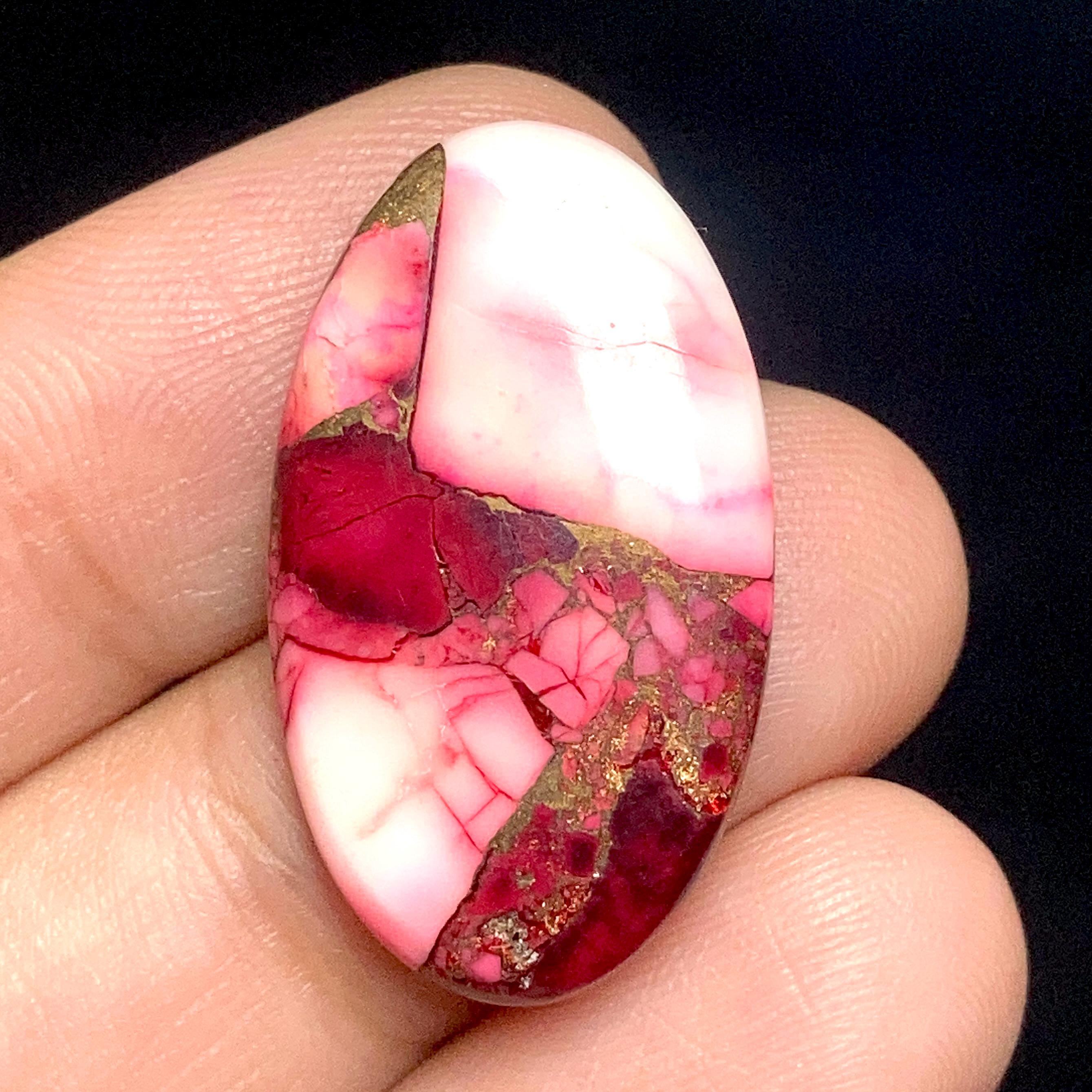 Red Rose Dahlia Mohave Copper Turquoise, 27x15x3mm, Top & Rare