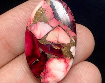 Red Rose Dahlia Mohave Copper Turquoise, 27x16x4mm, Natural