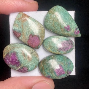 Natural Ruby Fuchsite Cabochon, 5 pcs 18-23mm Approx Boho Jewelry, Handmade Gemstone