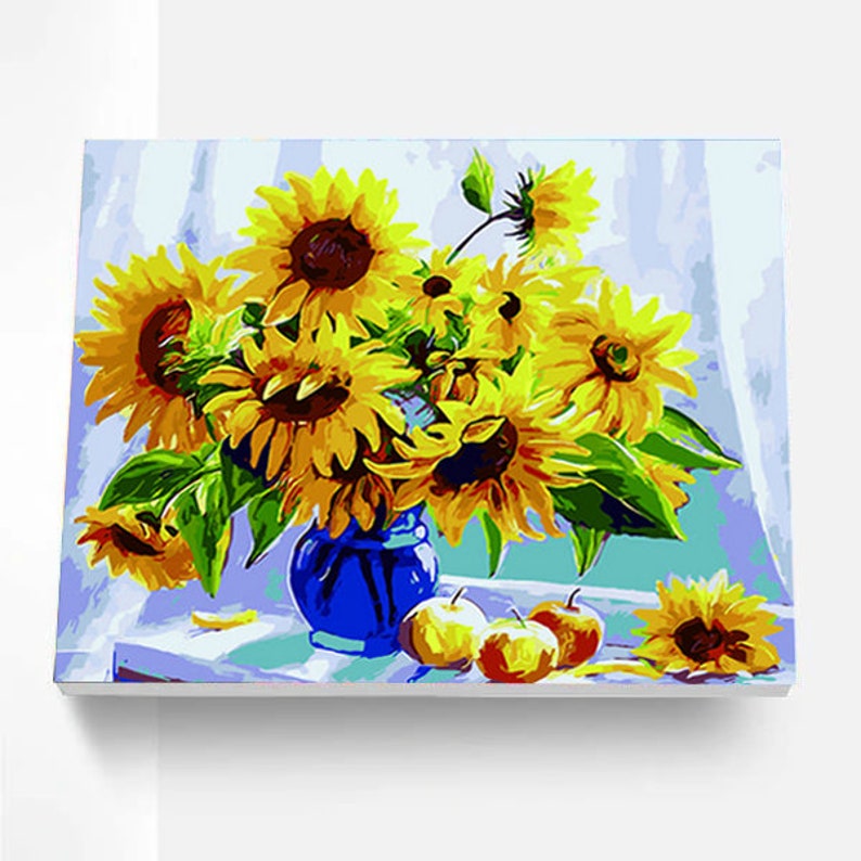 Paint By Number DIY Painting Kit Sunflower Vase Adult Paint Etsy
