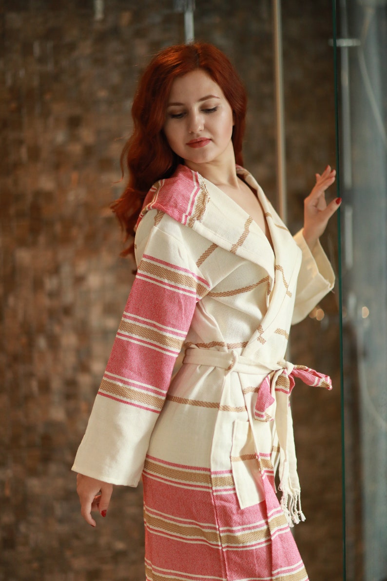 Turkish cotton bathrobe, Kimono robe, Bathrobe for woman & for man, Dressing gown, Spa, pool robe, Boho robe, Gift for her, for him image 7