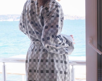 Turkish cotton unisex bathrobe, dressing gown, Kimono robe, Bathrobe for woman & for man, Wedding robe, Gift her, gift him, christmas gift