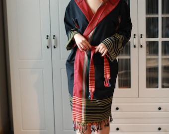 Turkse katoenen badjas, kerstcadeau, cadeau voor haar, badjas voor vrouw en man, kamerjas, nachtjapon, kimono, strand, badjas, kerstmis