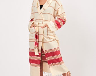 Turkish cotton bathrobe, Kimono robe, Bathrobe for woman & for man, Dressing gown, Beach robe, Boho robe, Christmas Gift for her, for him