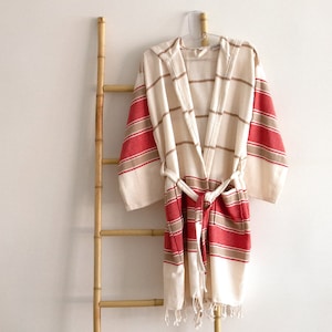 Turkish Cotton Kimono Robe, Boho Spa Bathrobe