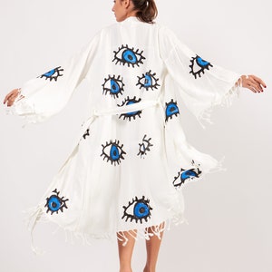 Evil Eye Bamboo Soft and Thin Bathrobe, Kimono Robe, Beach Robe ...