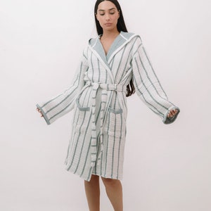 4 Layers Muslin Bathrobe, Kimono robe, Bathrobe for woman & for man, Dressing gown, Home wear, boho robe, valentine day gift,
