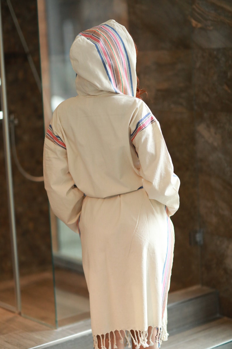 Linen - Cotton Turkish bathrobe, Bathrobe Men, Dressing gown, Bathrobe for woman & man, Bath towel, Gift him, Gift her, Spa robe, Sauna Robe image 8