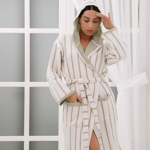 4 Layers Muslin Coton Bathrobe, Kimono robe, Dressing gown, Bathrobe for woman & for man, Soft Home wear, Natural Spa, gym boho robe,