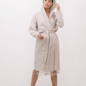 Personalised hooded Waffle dressing gown, Unisex adult Soft Bath robe, Personalized Anniversary gift, couple&#39;s robes, Kimono robe