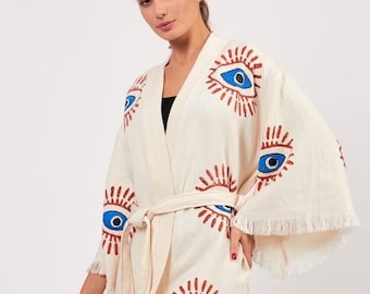 Moederdag cadeau, Turkse katoenen badjas, kimono badjas voor mama, mama en mij, badjas voor vrouwen, badjas, strandjas, oma cadeau