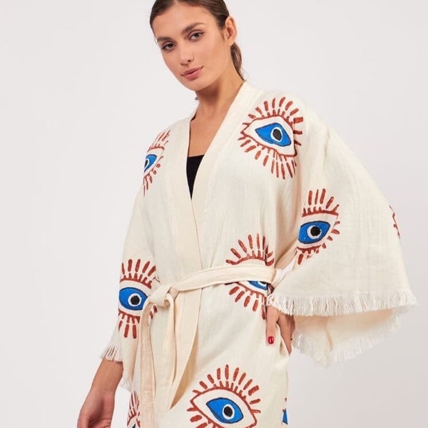 Mother’s day gift, Turkish cotton bathrobe, Kimono robe for mom, mommy and me, Bathrobe for women, dressing gown, beach robe, Grandma gift