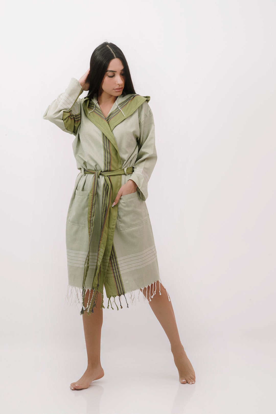Turkish Wrap Robe Turkish Bamboo Hooded Robe, Boho Beach Spa Kimono - Etsy