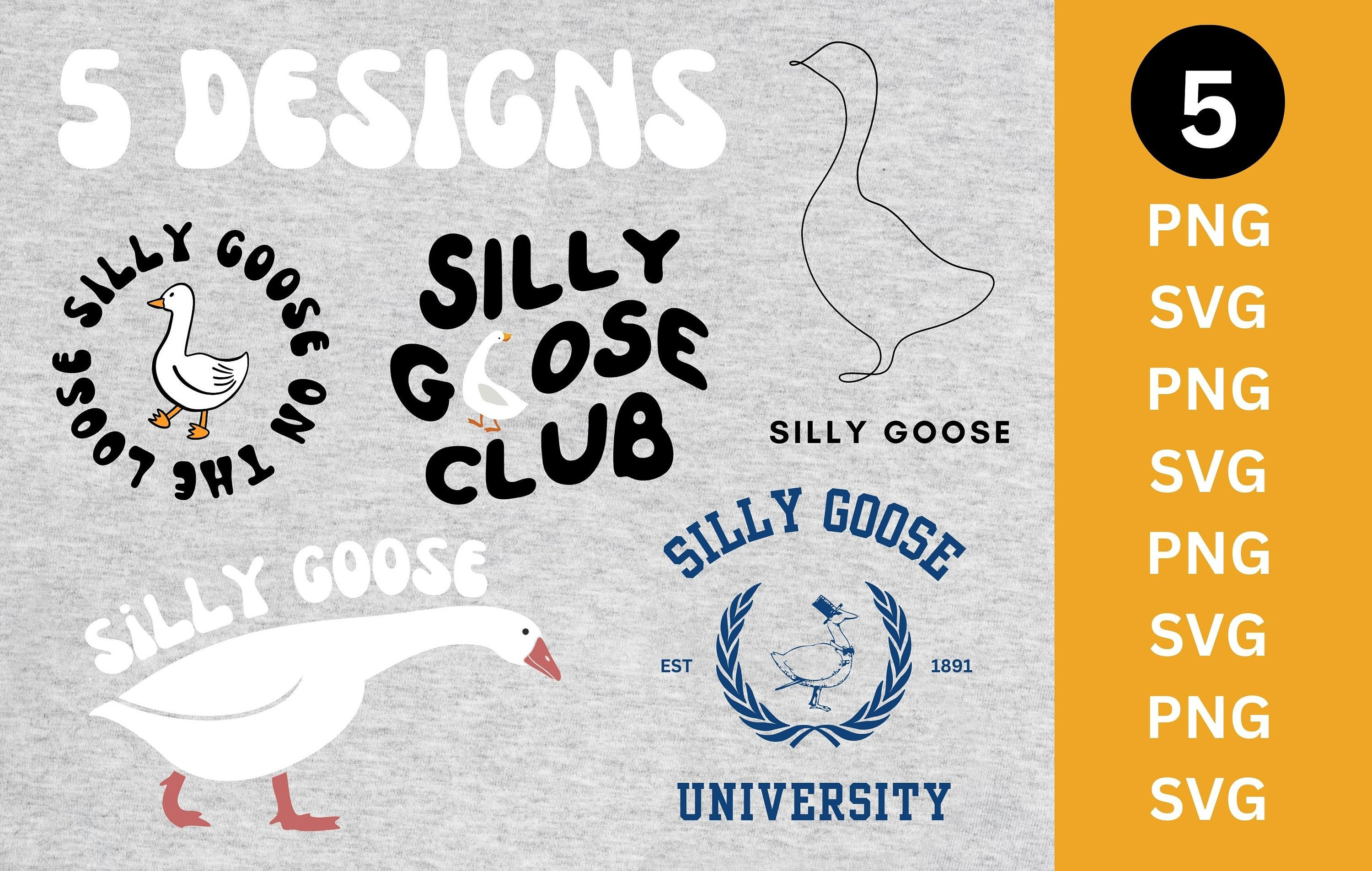Silly Goose Design Png and SVG Bundle, Silly Goose University Png