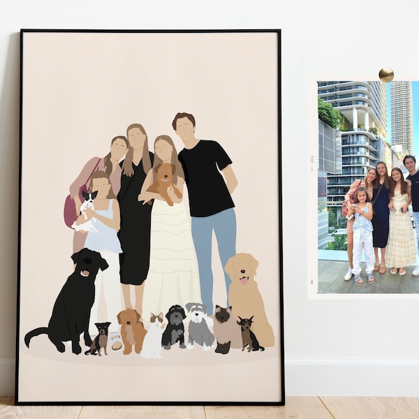 Faceless Portrait, custom illustration, photo illustration, personalised portrait, family illustration,  valentines gift, couple portrait