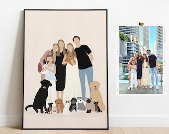 Faceless Portrait, custom illustration, photo illustration, personalised portrait, family illustration,  valentines gift, couple portrait