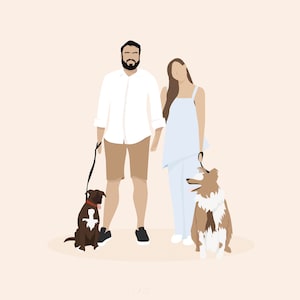 Portret rodzinny ze zwierzakiem/Portret rodzinny na zamówienie ze zwierzakiem/Ilustracja rodzinna na zamówienie/Portret rodzinny i ze zwierzakiem/Portret pary ze zwierzakiem