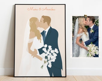 Couple portrait illustration | Wedding portrait| Personalized anniversary gift Couple portrait /wedding gift idea