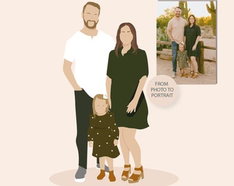 Faceless Portrait, custom illustration, photo illustration, personalised portrait, family illustration,  valentines gift, couple portrait