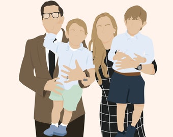 Custom Family  portrait digital artwork,couple artwork, wedding gift,anniversary gift / faceless couple illustration, family custom art,gift