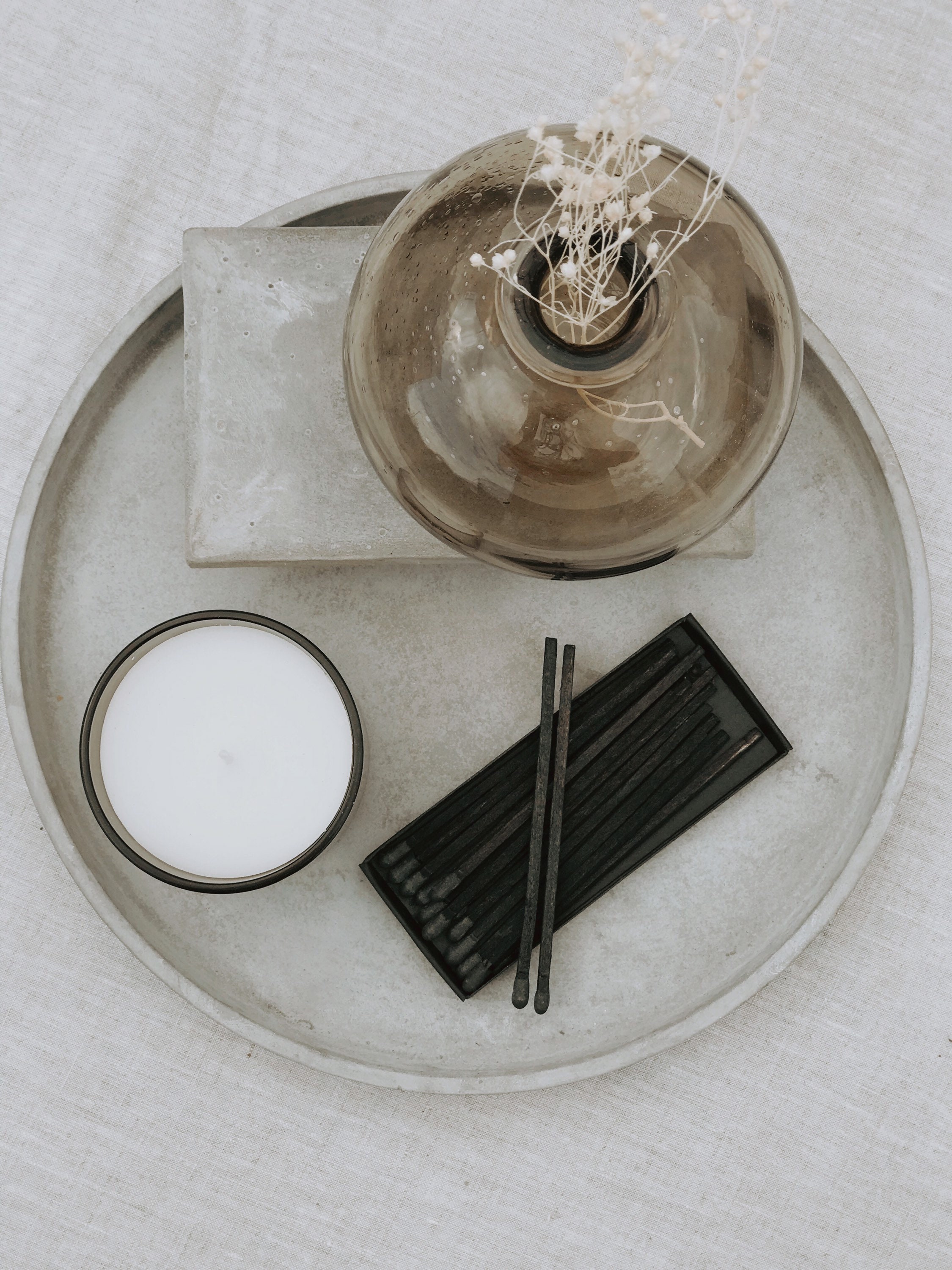 Circular concrete deep tray. Circular tray. Bathroom tray. Etsy