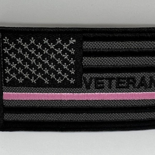 American Female VETERAN Flag |  Veteran Female Flag Black/Dark Gray embroidery veteran patch