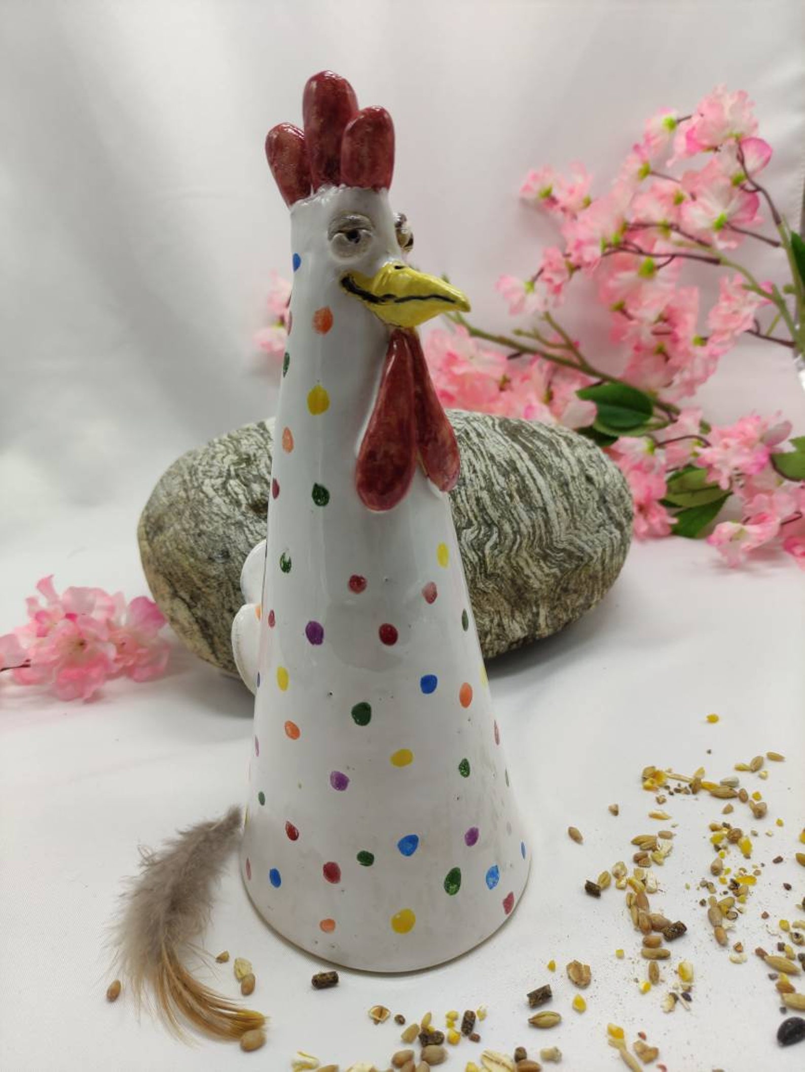 Huhn Zaunhocker Keramikfigur Garten handgemacht Hahn Etsy
