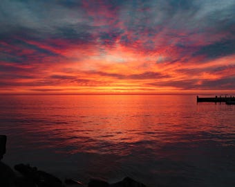 Door County Sunset 2 Druck: Sister Bay Wisconsin Reflection