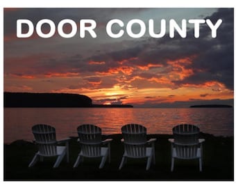 Door County Magnet - Vier Stuhl Sonnenuntergang
