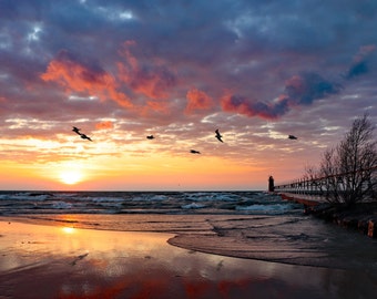 South Haven Beach Sunset, South Haven, Michigan