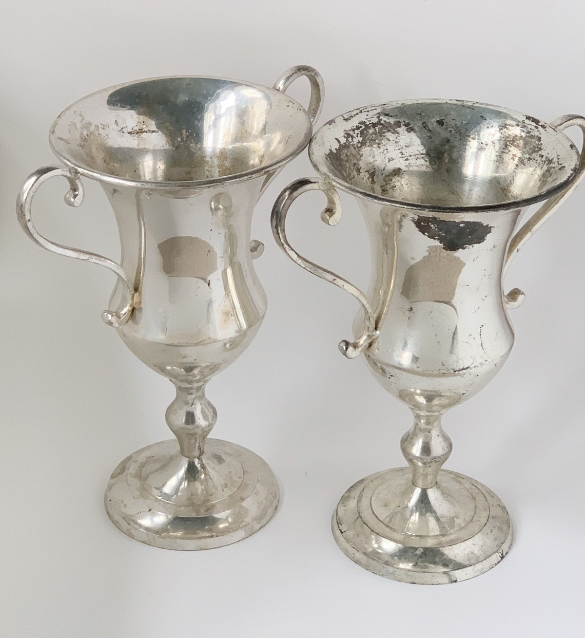 Vintage Set of 2 Silver Florist Vases 1970s Etsy