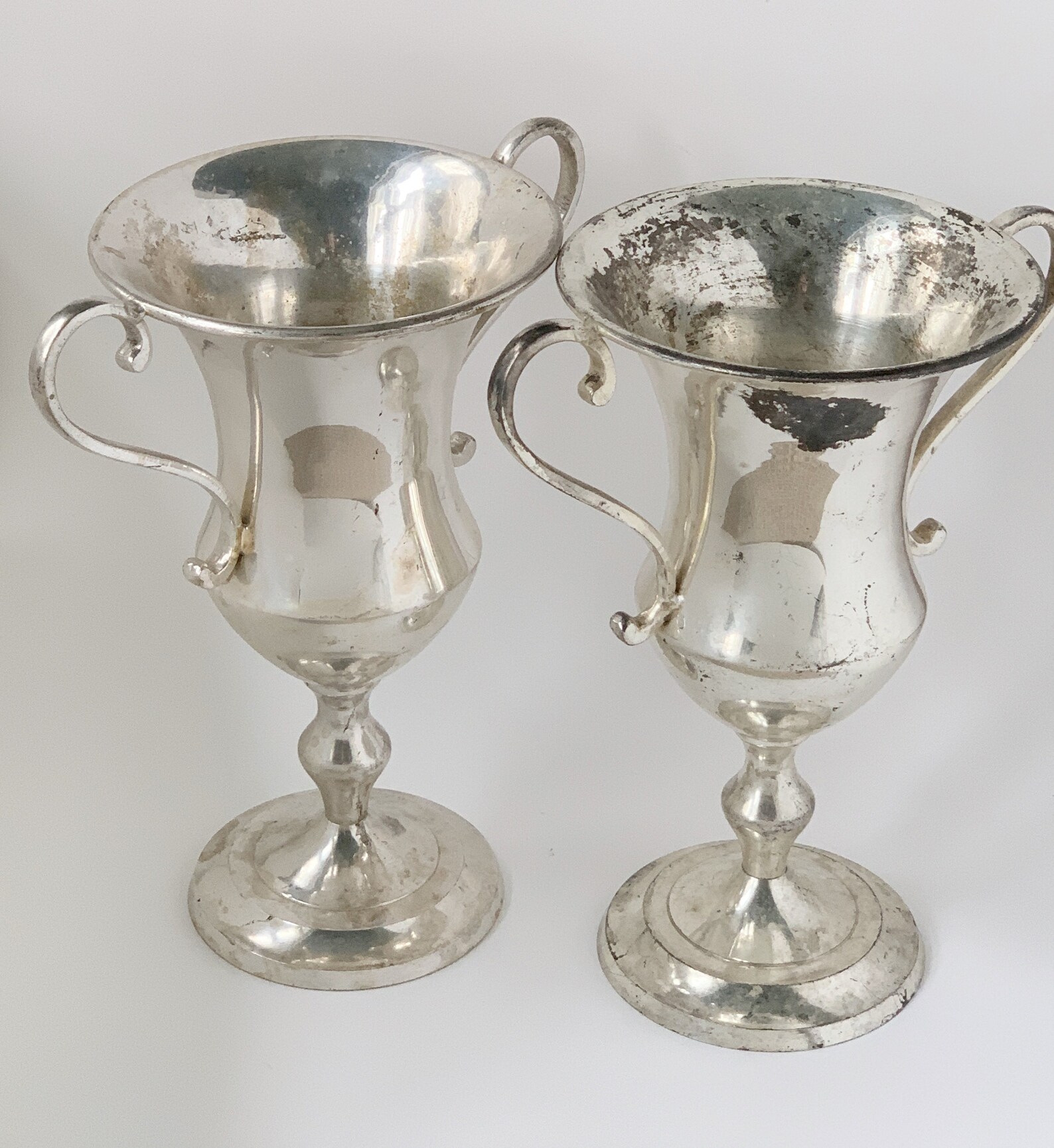 Vintage Set of 2 Silver Florist Vases 1970s Etsy