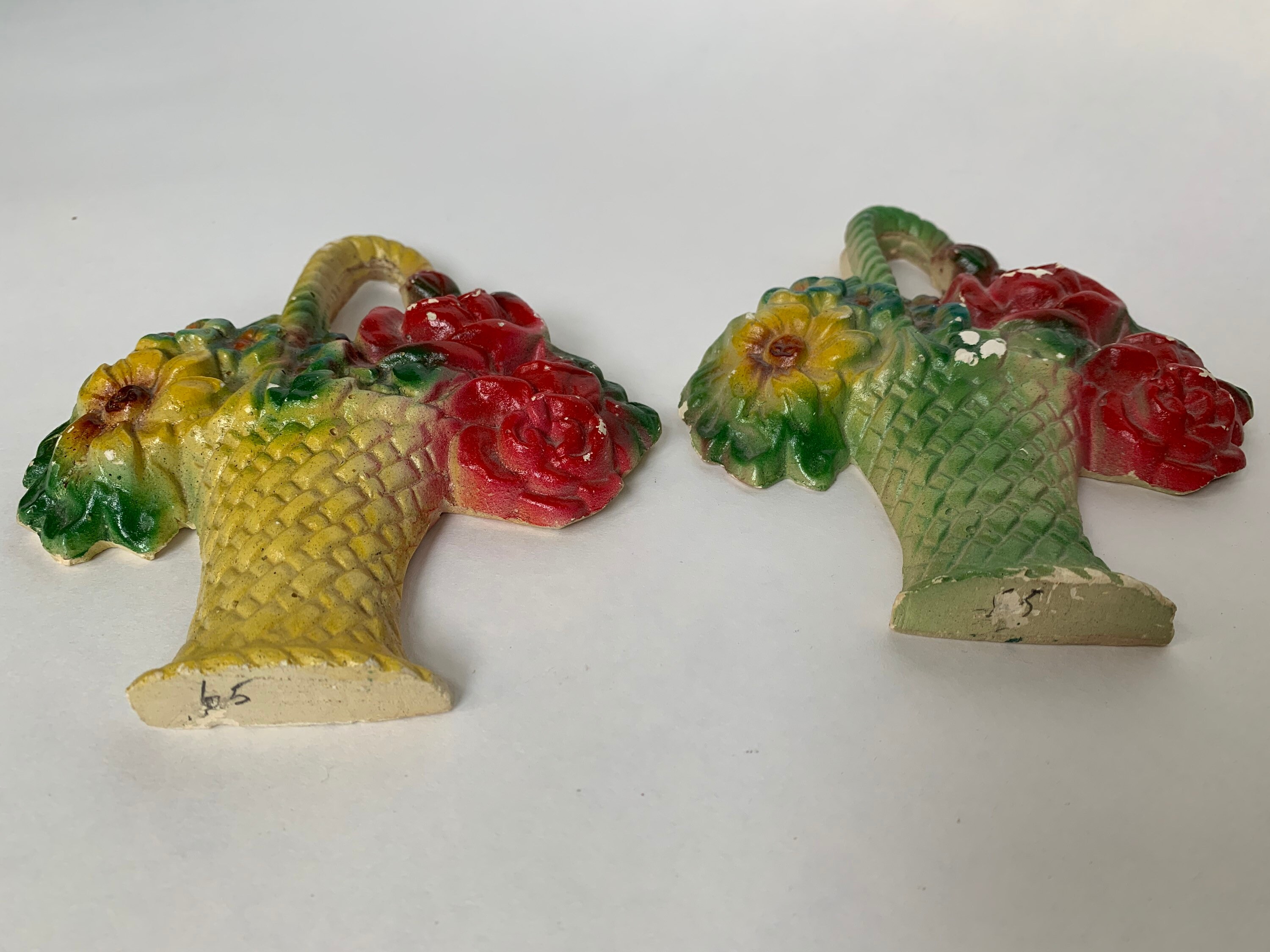 Vintage Mid Century Chalkware Flower Wall Art 1940s Etsy