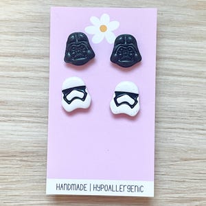 Galaxy Villain and Clones Clay Stud Earrings / Hypoallergenic / Handmade