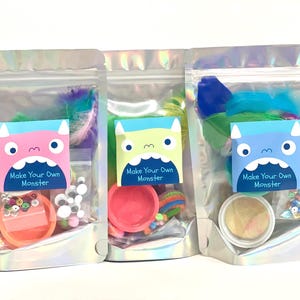 Personalized Make Your Own Monster Kit /Party Favor / Treat bag / Kid Craft / Monster Party