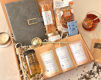 Tea Gift Box for Men Who Have Everything | Honey, Infuser, Personalized Card | Fathers Day Thank You Birthday Husband Grandpa Daughter
