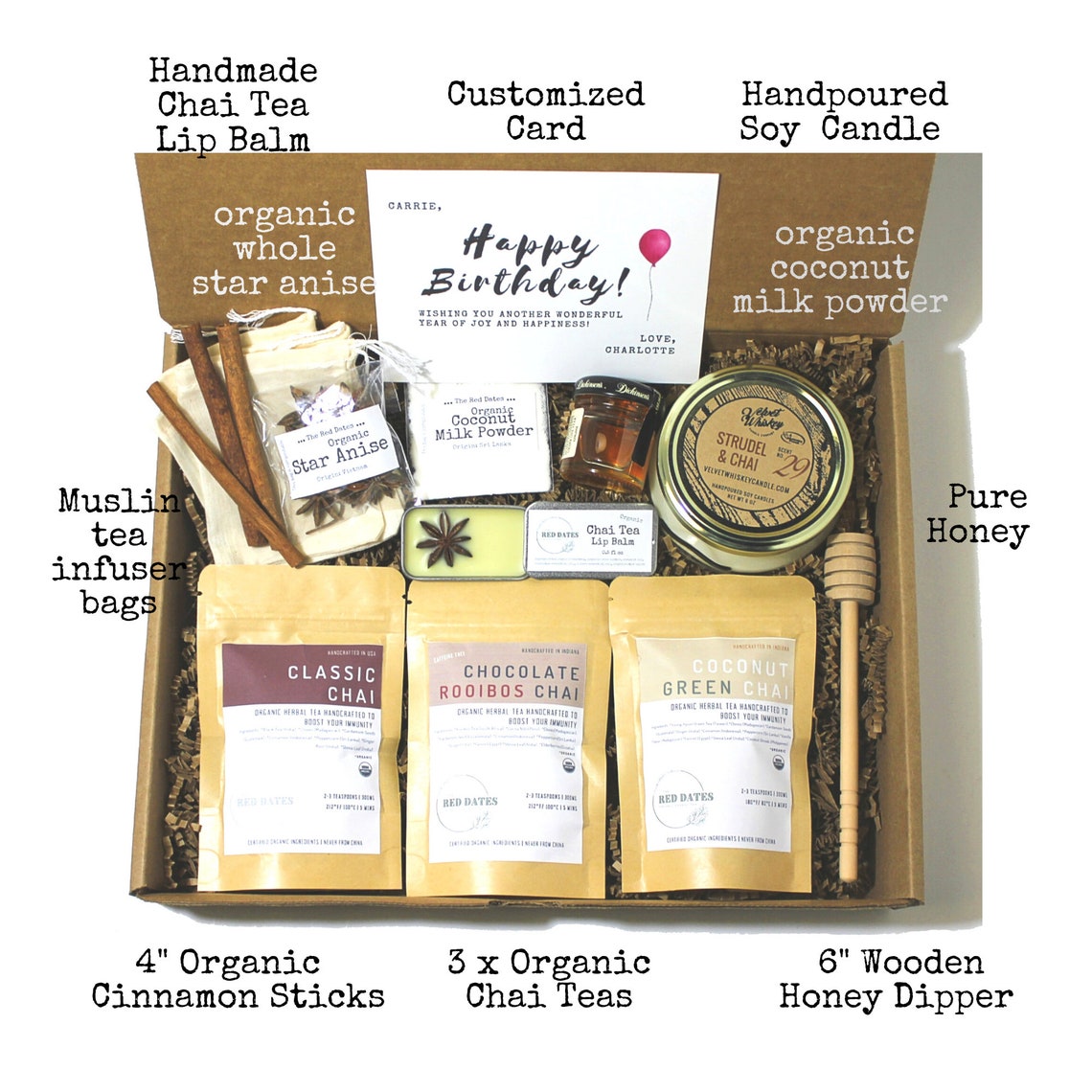 Organic Chai Tea Gift box Custom Tea Base Chai Soy Candle Etsy