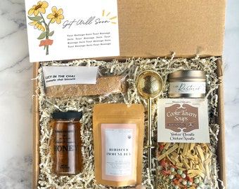 Get Well Soon Care Package: Chicken Noodle Soup, Herbal Tea & Honey