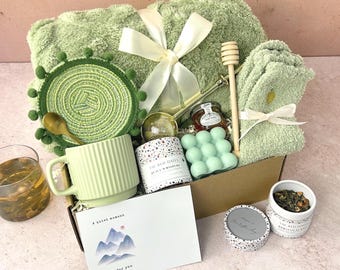 Birthday Gift for Friend | Cozy Tea Experience Thoughtful Care Package with Blanket, Candle 40th 50th 60th 70th 80th