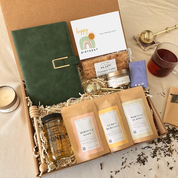 Organic Tea Gift Box For Her | Personalized Birthday Cozy Experience Care Package Congratulation