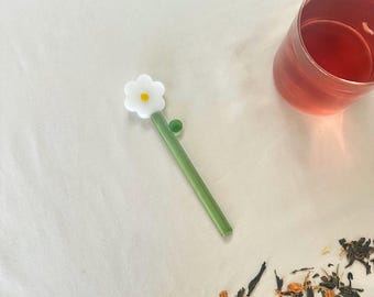 Agitador de té de cristal con forma de margarita / Accesorio de té estilo cottagecore