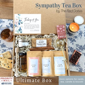 Sympathy Tea Care Package Handcrafted Organic Herbal Tea, Honey & Dipper Custom Card Thinking of You Grieving Family Friend Colleague image 1