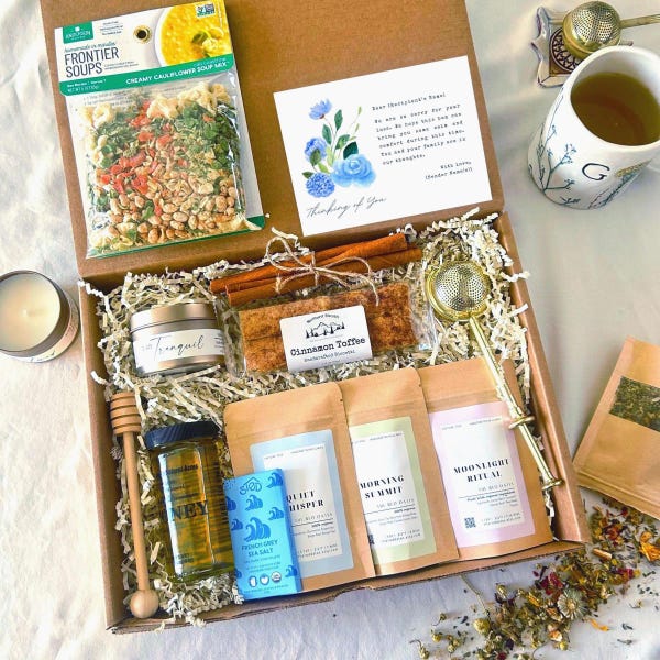 Sympathy Tea Gift Box: Organic Herbal Tea Set | Condolences Card | Thinking of You Care Package Sorry For Loss Sending Love Cozy Comfort