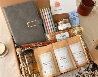 Employee Appreciation Tea Gift Box: Infuser, Honey, Journal, Pens and Chocolate | Nurses Week Teachers