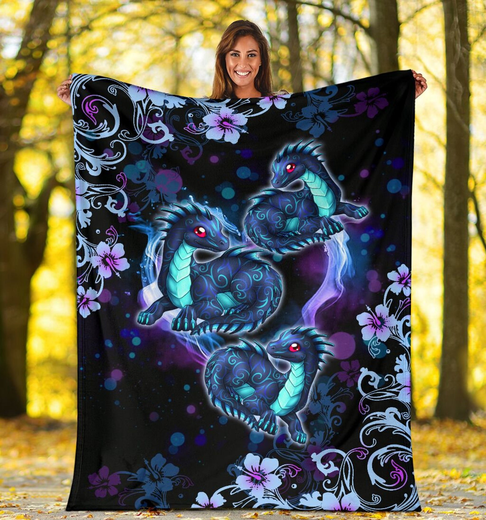 Dragon Blanket Custom Gift Cotton Custom Printed Fabric Etsy