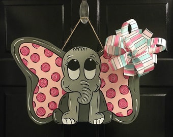 Baby elephant door hanger; Hospital door hanger; Birth announcement door hanger; Baby shower door hanger; baby girl; baby boy