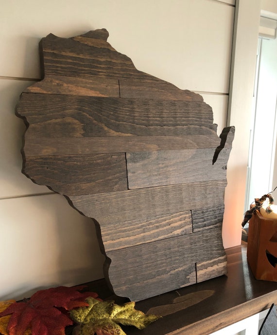 Wisconsin Rustic Wood State Cutout Home Sign/decoration | Etsy